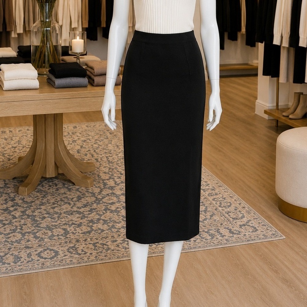 Rodier Womens Pencil Skirt Black Vintage Knit Made in France Small